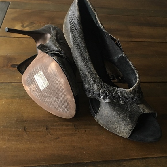 All Saints steampunk leather flap heels - Picture 4 of 12